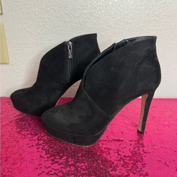 JESSICA SIMPSON 🖤 Elegant Black Suede Ankle Heeled Boots (Womens 6.5) - Picture 3 of 11
